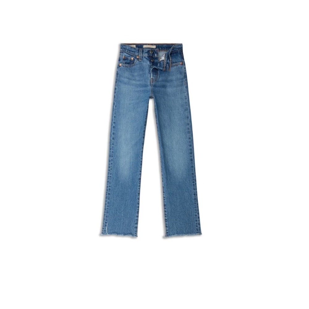 Levi's Wedgie Straight Jeans Raw Hem Denim Blue Jeans Women's‎ Size 26 (G)